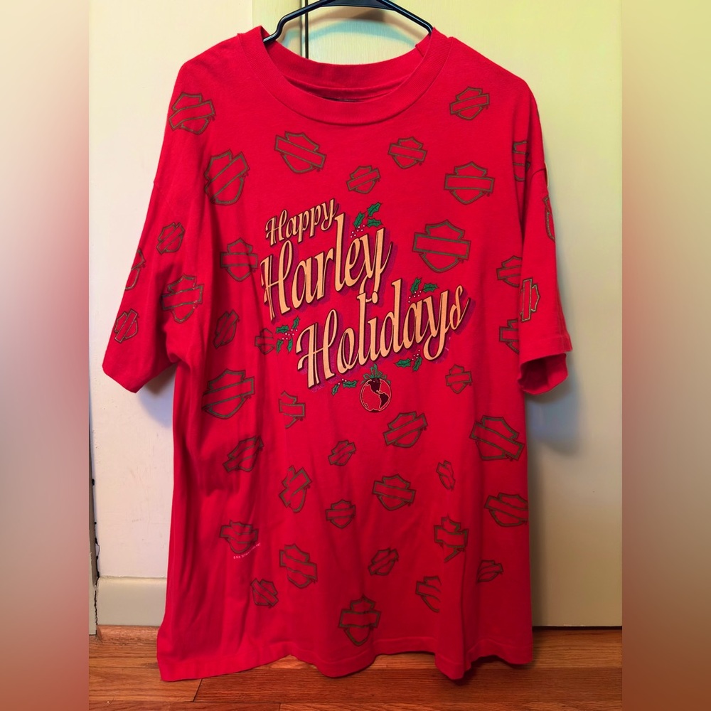 Vintage Rare 1990s Harley Davidson “Happy Harley Holidays” Shirt - Virginia - XL